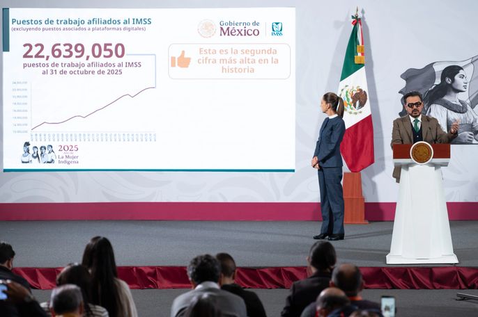 GOBIERNO DE MÉXICO: EMPLEO AFILIADO AL IMSS REGISTRA CIFRA RÉCORD CON 22 MILLONES 639 MIL 50 PUESTOS DE TRABAJO AL 31 DE OCTUBRE; 2DA MÁS ALTA EN LA HISTORIA 